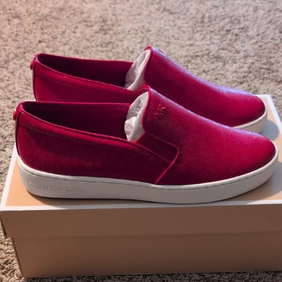 MICHAEL Michael Kors Bright Red Keaton Slip-On Shoes - Picture 2 of 6